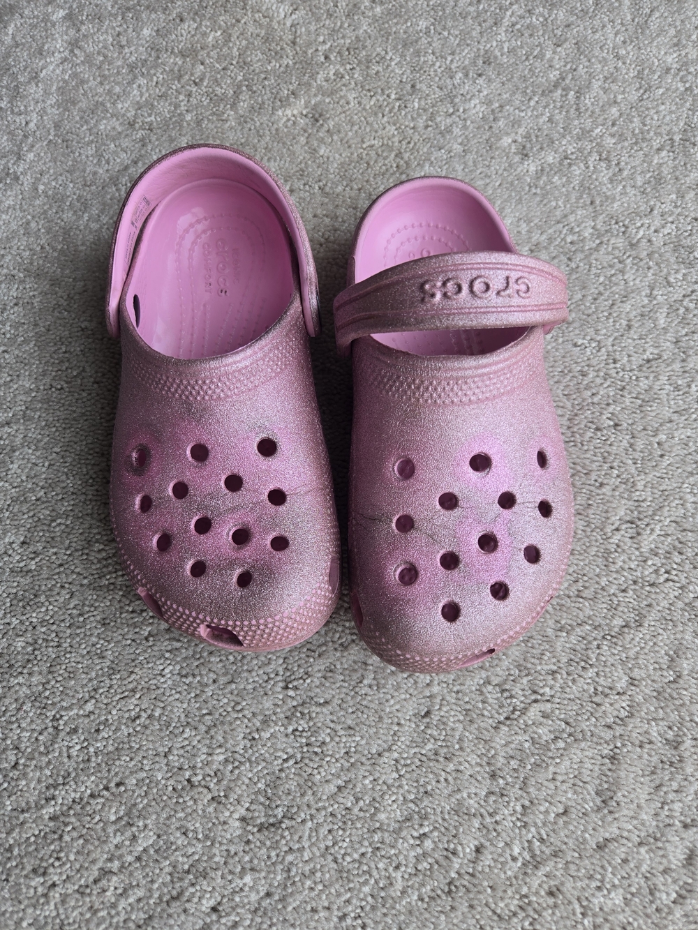 CROCS Kids' Glitter Clogs in Light Pink